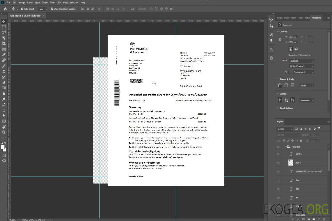 Modèle de déclaration d'attribution de crédits d'impôt HM Revenue & Customs du Royaume-Uni au format Word et PDF (.doc et .pdf) template